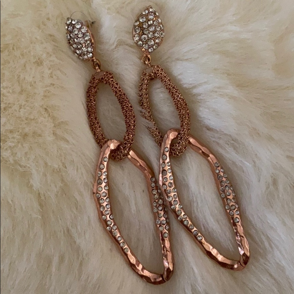 Copper and rhinestone chandelier earrings